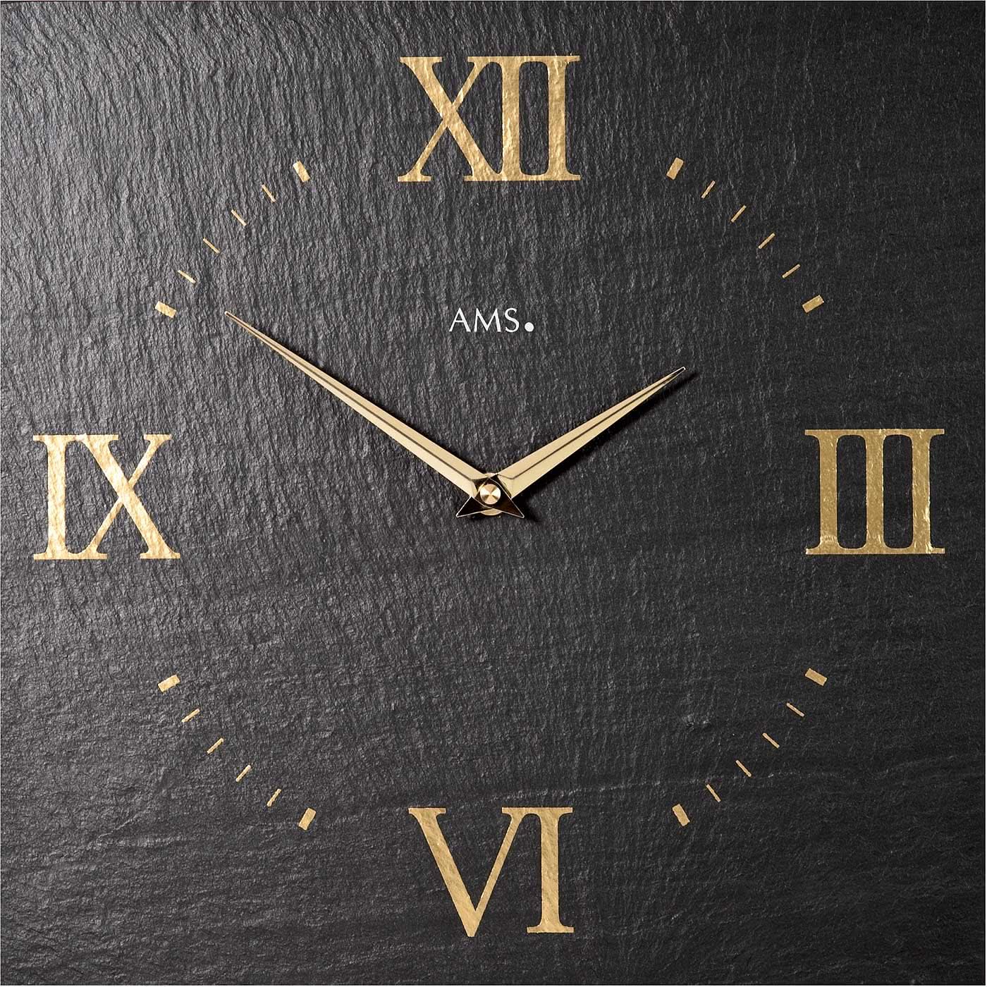 AMS Wall Clock 30x30x4 cm Slate • Silent Quartz Movement • Timeless Design