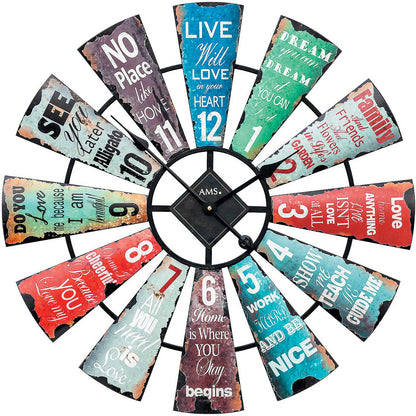 AMS Wanduhr 70x70x5 cm Metall • Leises Quarzwerk • Farbenfrohes Design