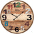 AMS Wanduhr 50x50x5 cm Holz • Geräuschloses Quarzwerk • Massivholz in Antik-Optik