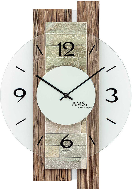 Wanduhr modern 40 cm x 28 cm x 6 cm - AMS Modell: 9543