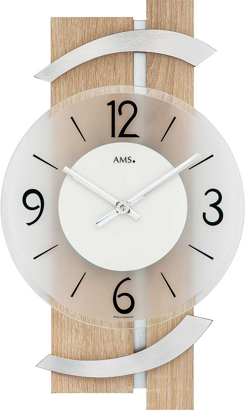 Wanduhr modern 40 cm x 23 cm x 6 cm - AMS Modell: 9546