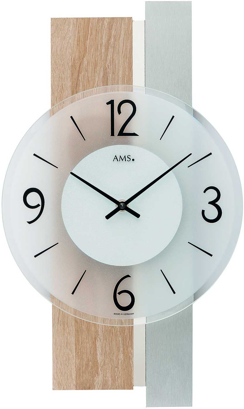Wanduhr modern 40 cm x 23 cm x 6 cm - AMS Modell: 9554