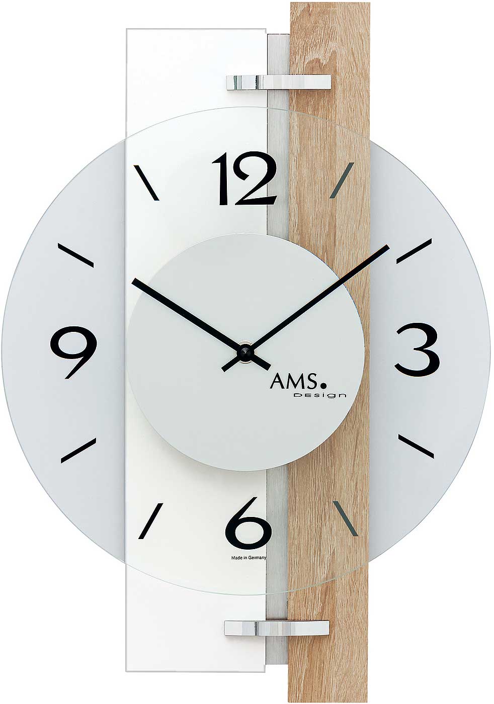 Wanduhr modern 40 cm x 28 cm x 6 cm - AMS Modell: 9557