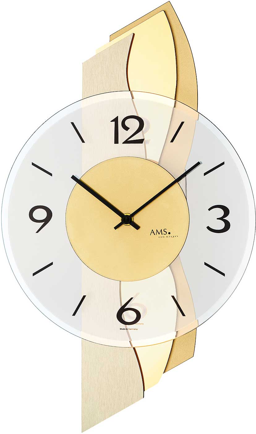 AMS Wall Clock 47x27x6 cm Brass • Silent Quartz Movement • Elegant Design
