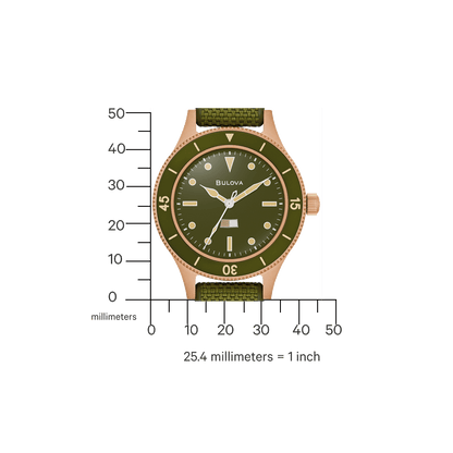 Bulova Herrenuhr Modell 98A324 mit gruenem Armband Zifferblatt Luenet
