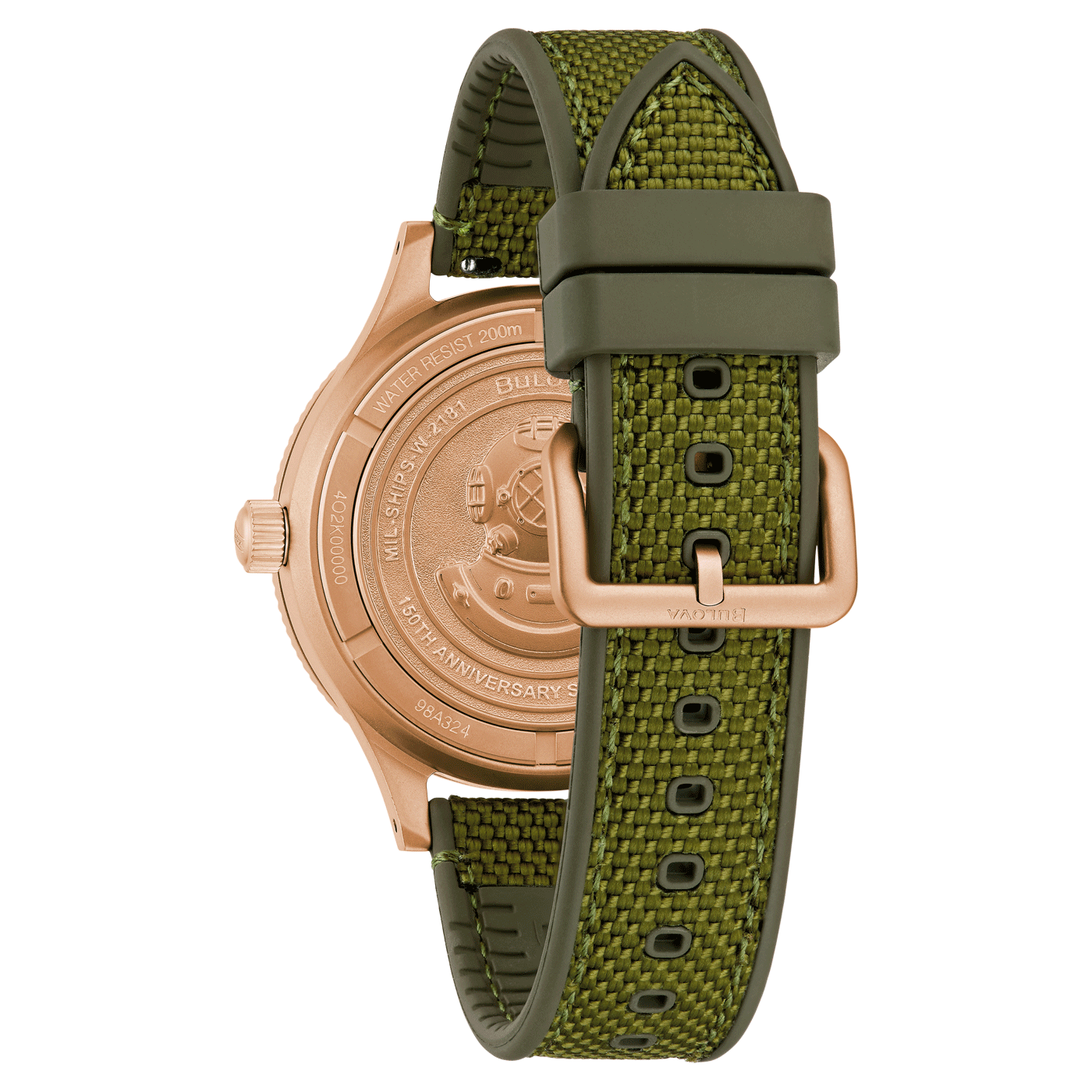 Bulova Herrenuhr Modell 98A324 mit gruenem Armband Zifferblatt Luenet