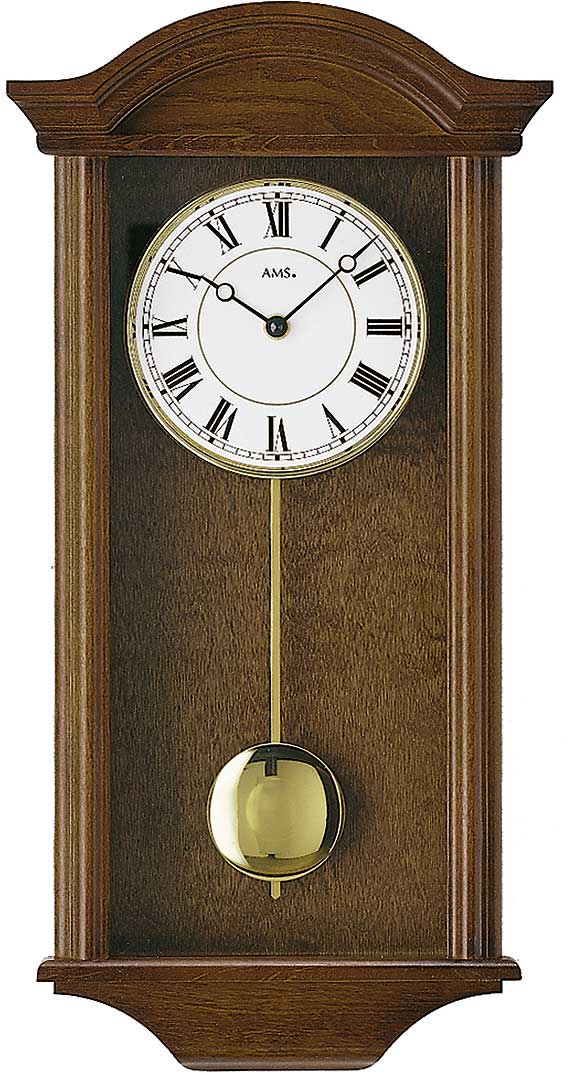 AMS Wanduhr 53x27x10 cm Holz • Präzises Quarzwerk • Autom. Nachtabschaltung