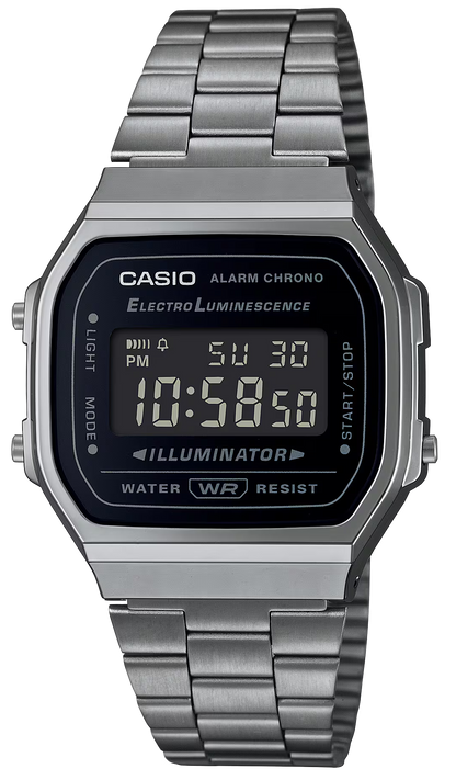 Casio Vintage A168WEGG-1BEF Uhr • Gunmetal Finish • Negativ-Display