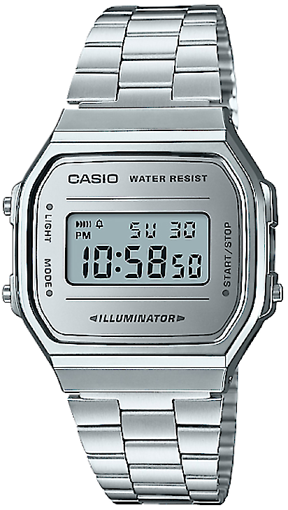 Casio Vintage A168WEM-7EF Uhr • Verspiegeltes Display • Edelstahl