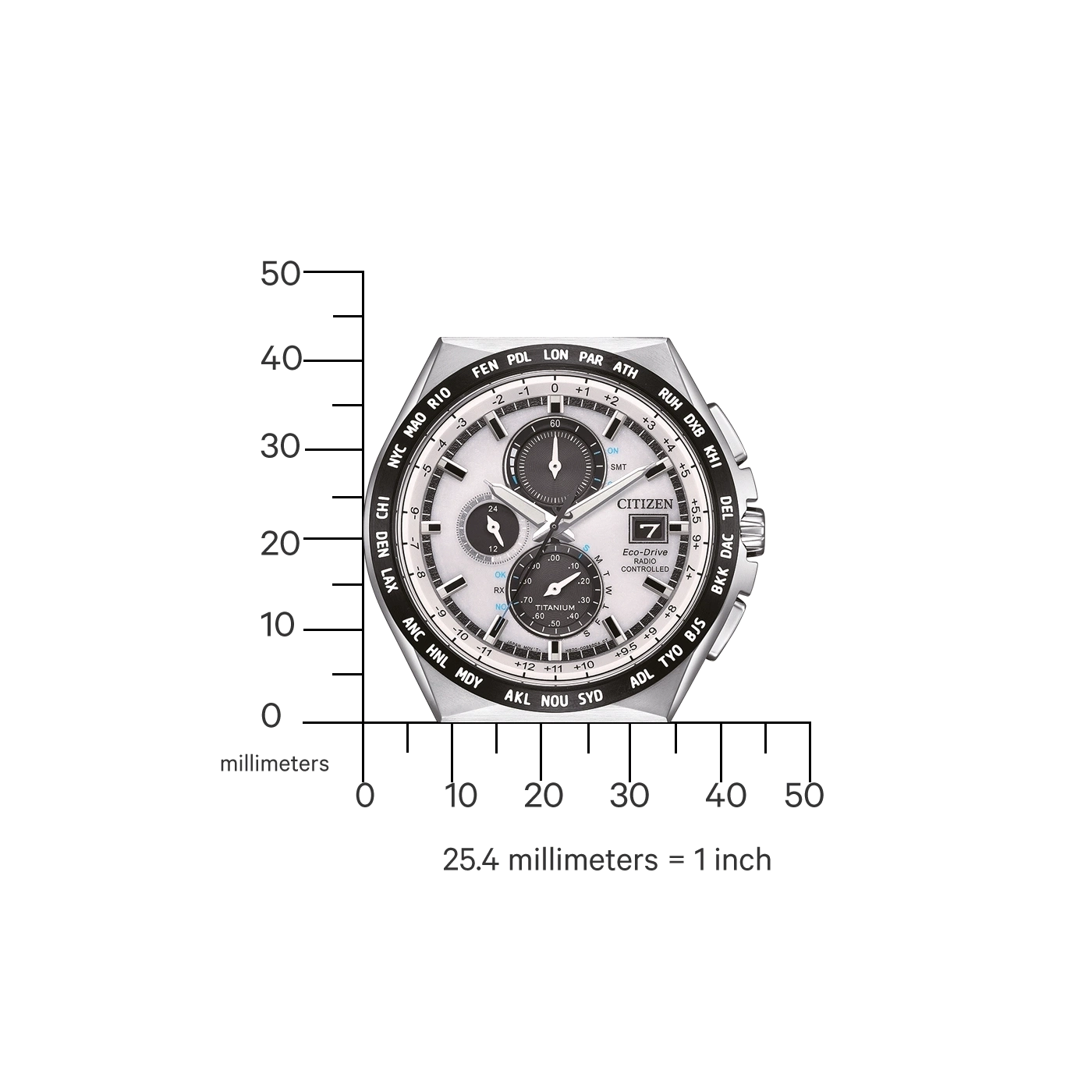 Citizen Super Titanium AT8238-84A Men's Watch • Eco-Drive Solar Powered • Radio-Controlled World Time