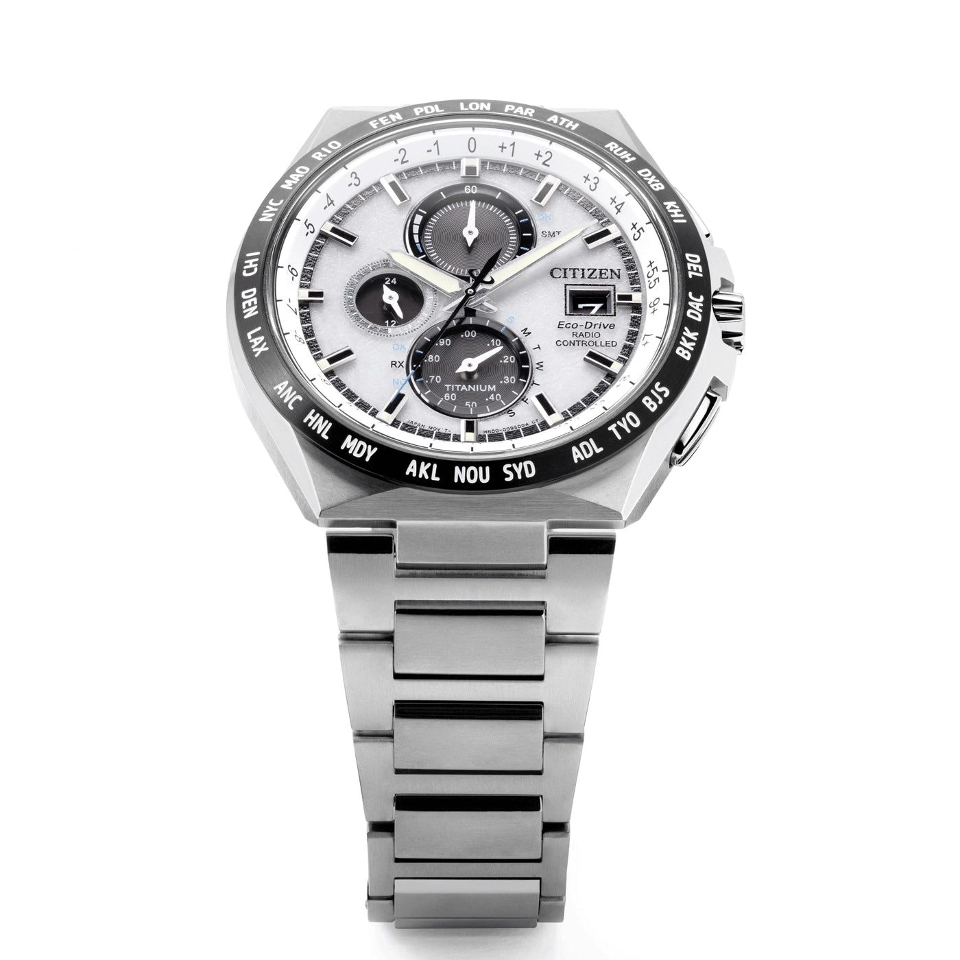 Citizen Super Titanium AT8238-84A Men's Watch • Eco-Drive Solar Powered • Radio-Controlled World Time