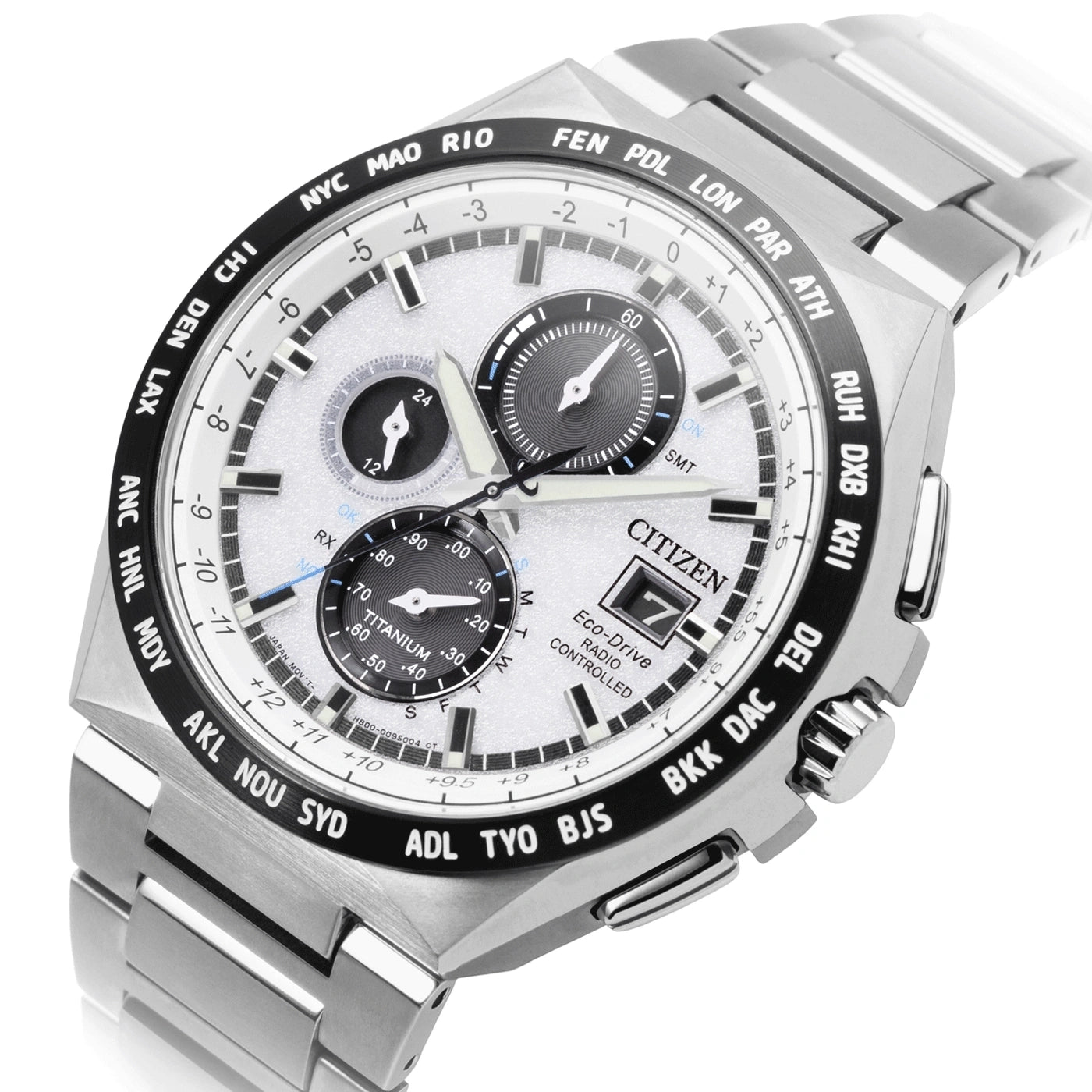 Citizen Super Titanium AT8238-84A Men's Watch • Eco-Drive Solar Powered • Radio-Controlled World Time