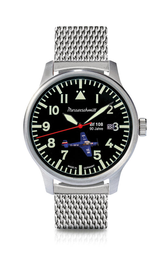Messerschmitt ME-42BF108L Herren Uhr • Präzises Quarzwerk • Mineralglas • Leuchtzeiger