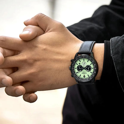 Citizen CA4505-21X Herrenuhr • Eco-Drive Solar-Antrieb • Grünes Zifferblatt & Lederband