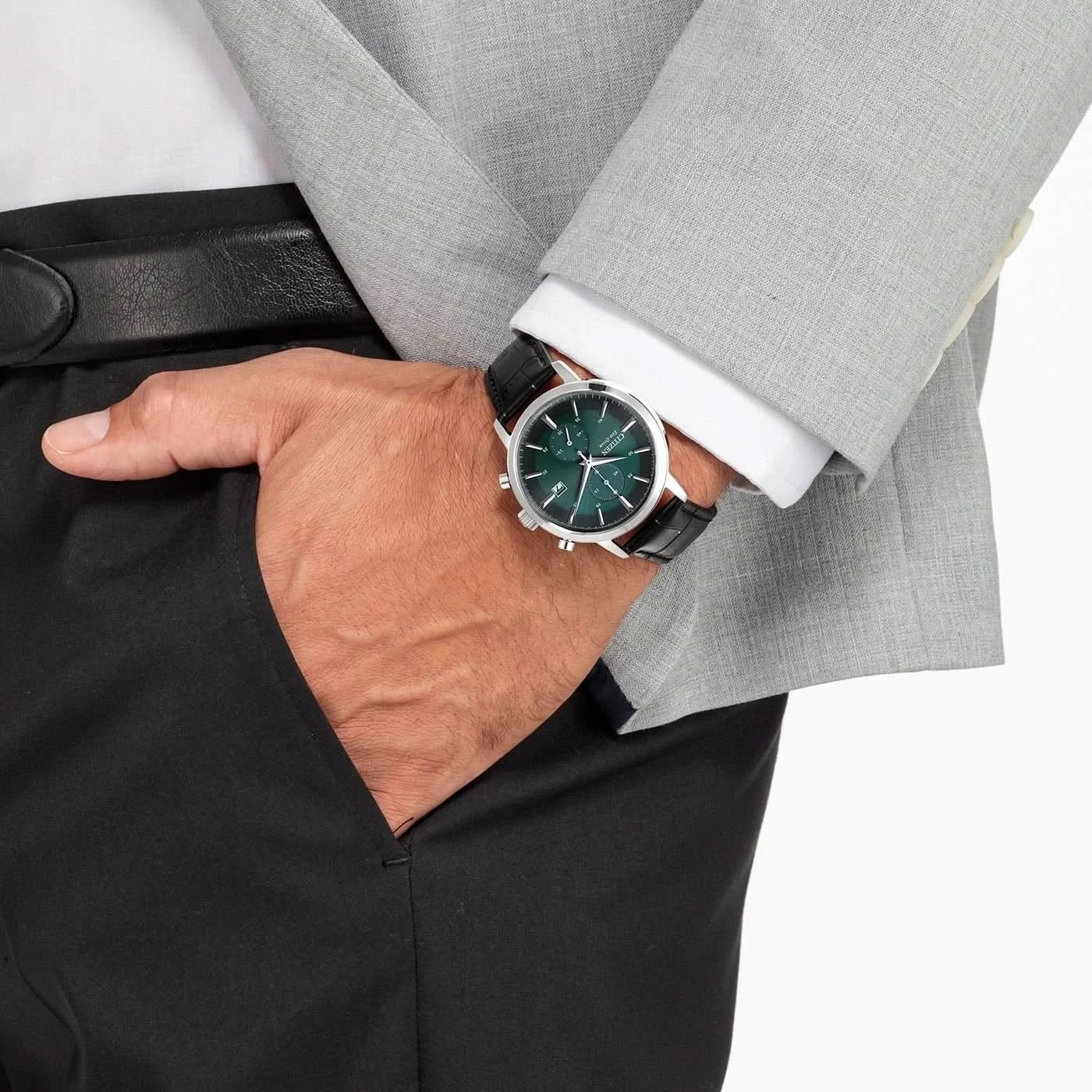 Citizen CA7069-24X Herrenuhr • Eco-Drive Solarantrieb • Dunkelgrünes Zifferblatt