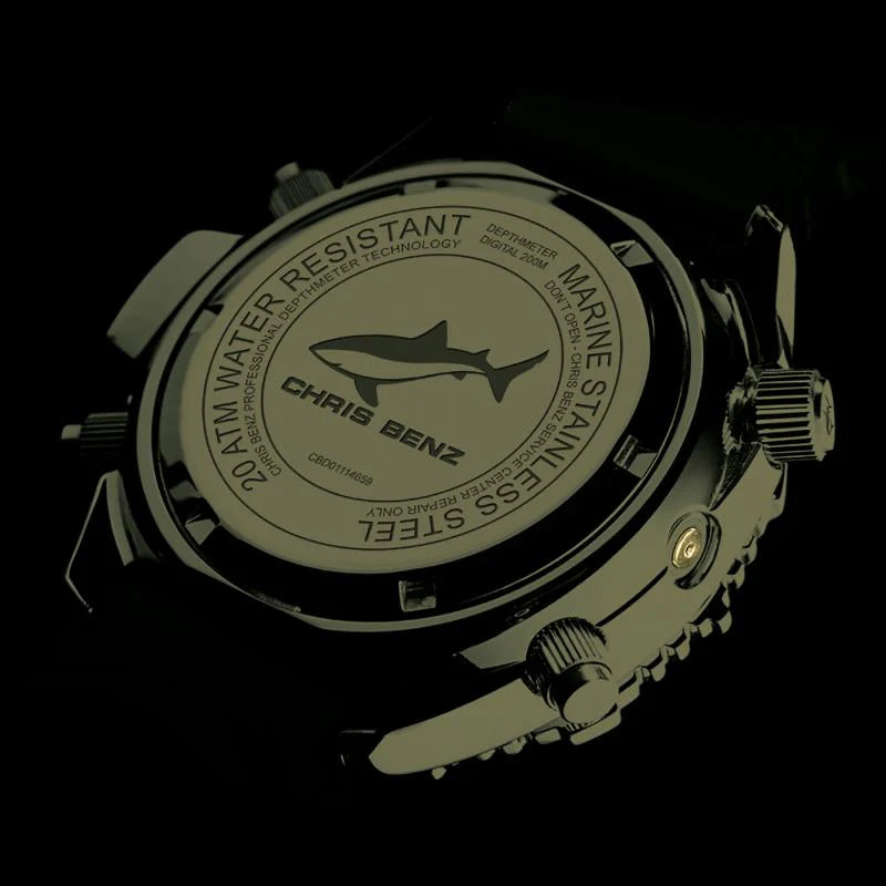 Chris Benz DEPTHMETER DIGITAL 200M LIMITED EDITION CB-D200X-C-NBS Uhr • Hai-Proof • Saphirglas