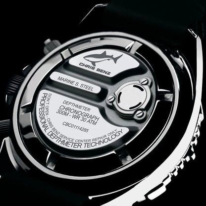 Chris Benz DEPTHMETER CHRONOGRAPH 300M CB-C300-W-MB Uhr • Hai-Proof • Saphirglas