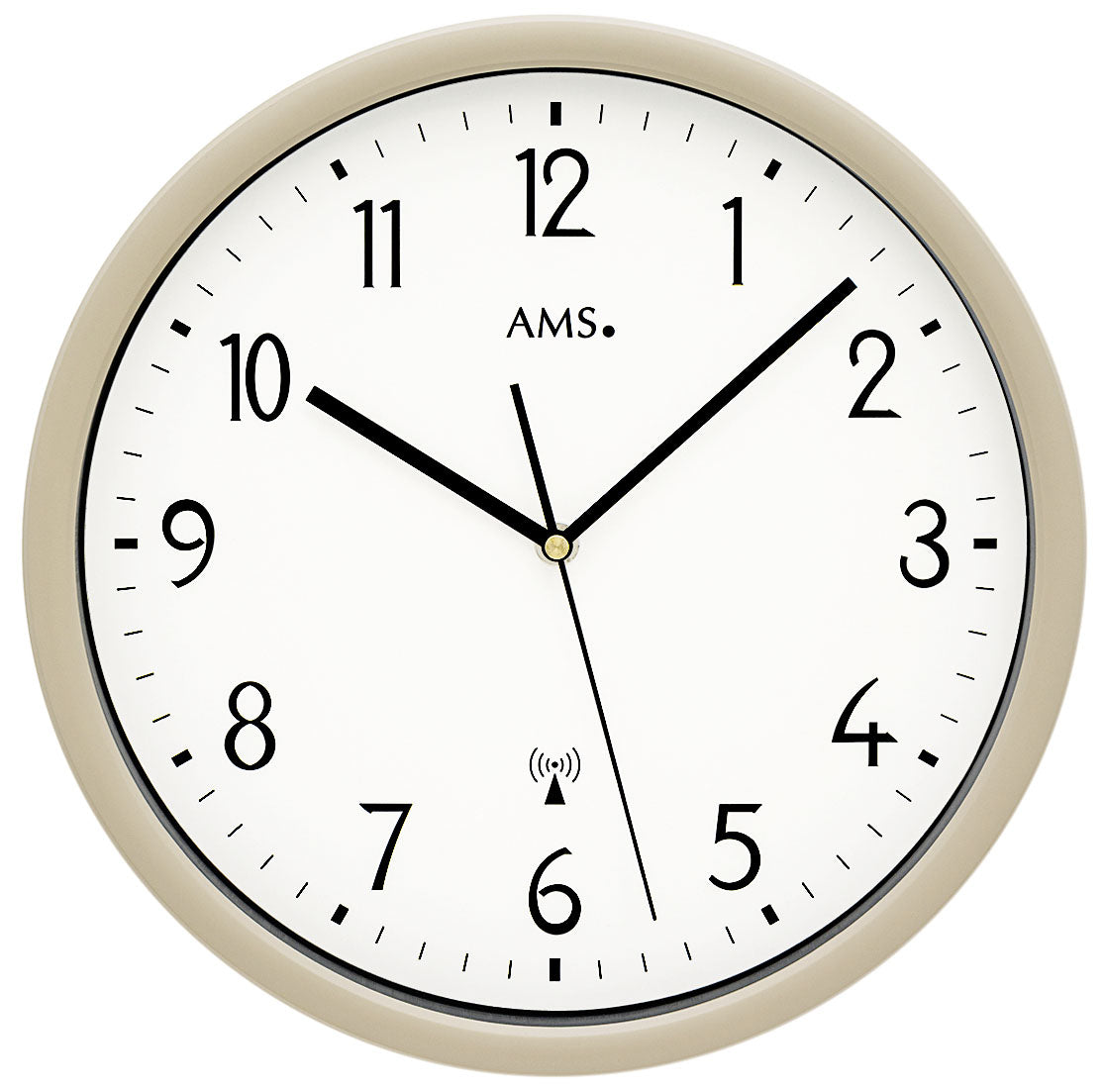 AMS Funk-Wanduhr F5576LG • Mineralglas • Kunststoffgehäuse Beige