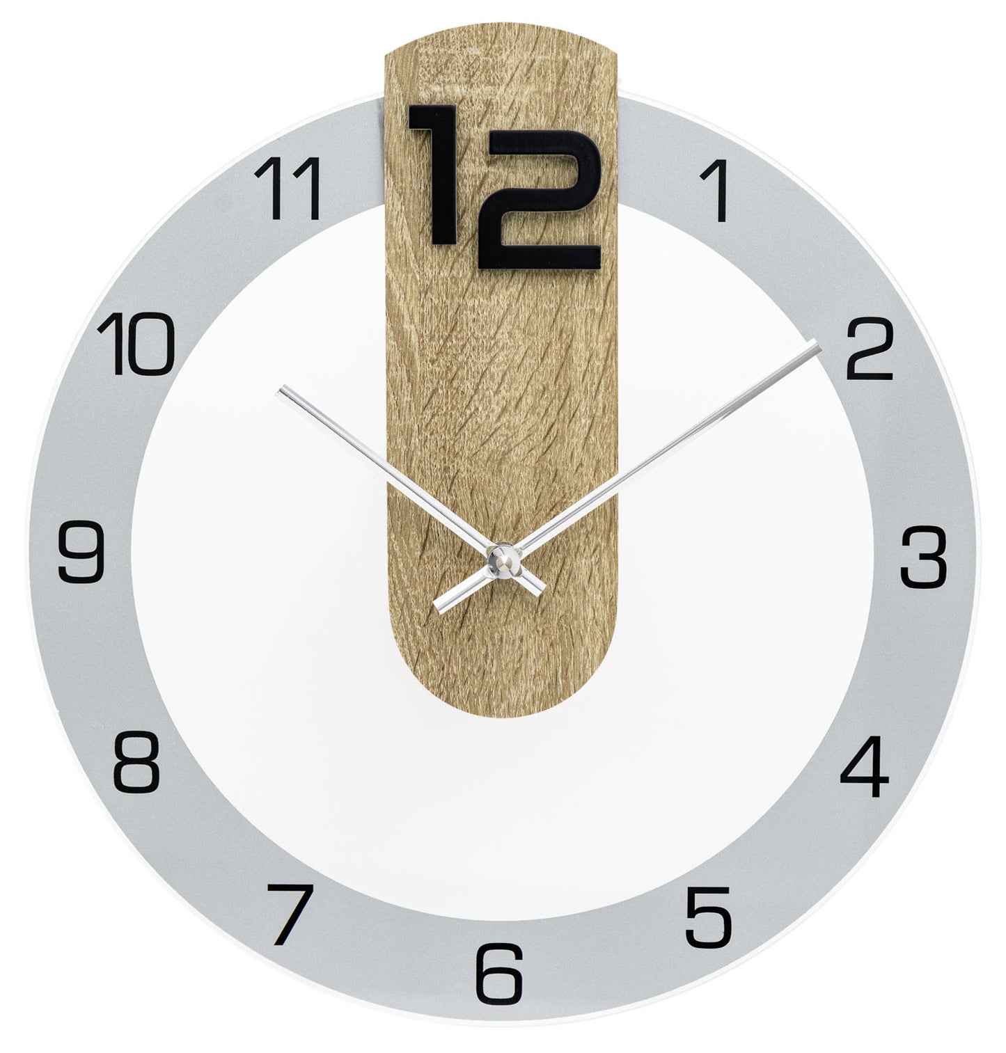 AMS Wanduhr W9711 • Quarzuhr • Sonoma-Eiche & Mineralglas