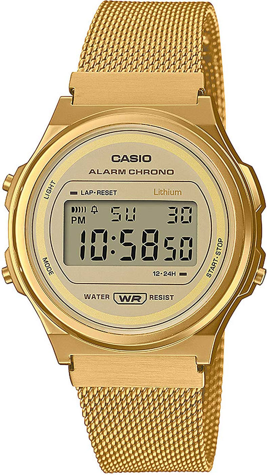 Casio Vintage Iconic A171WEMG-9AEF Unisex Uhr • Quarz Uhrwerk • Milanaise Armband