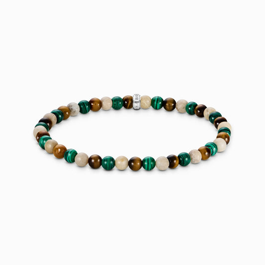Beaded Bracelet with Imitation Malachite, Tiger's Eye, Jasper - Thomas Sabo Model: A2183-468-7-L19