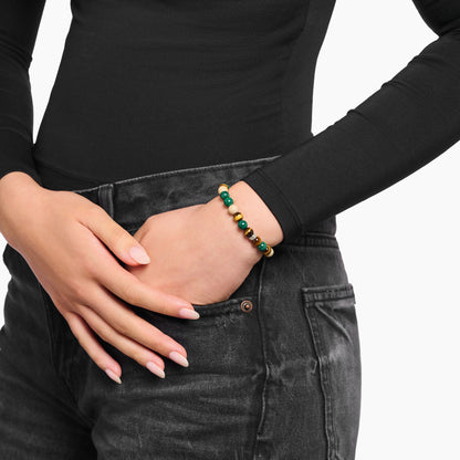 Beads Armband aus imitierter Malachit, Jaspis und Tigerauge - Thomas Sabo Modell: A2193-468-7-L19