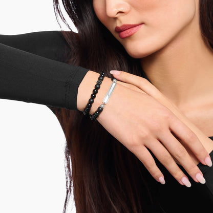 Obsidian and Black Zirconia Bead Bracelet - Thomas Sabo Model: A2194-705-11-L19