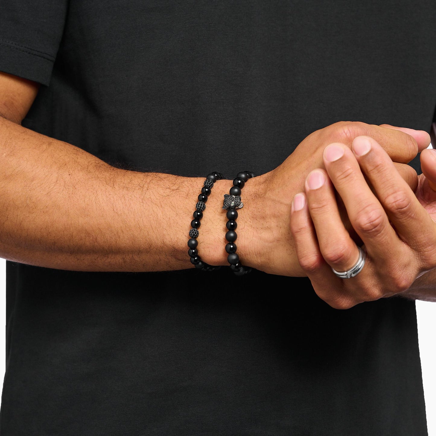 Beads Armband aus Obsidian und schwarzen Zirkoniasteinen - Thomas Sabo Modell: A2195-705-11-L19