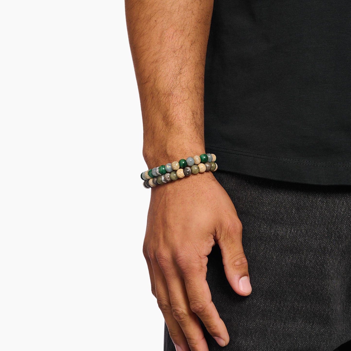 Beads Bracelet made of Jasper, Jade and Labradorite - Thomas Sabo Model: A2196-503-6-L19