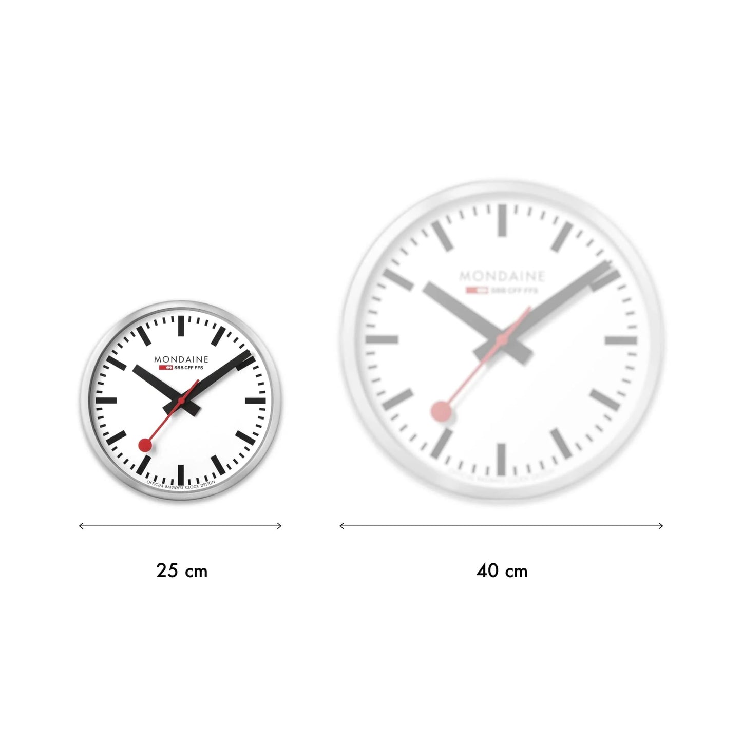 Mondaine Wanduhr 25x25x4,2 cm Aluminium • Schweizer Design • Geräuschloses Quarzwerk