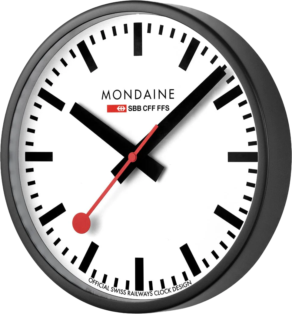 Mondaine Wanduhr 25x25x4,2 cm Aluminium • Schweizer Design • Geräuschloses Quarzwerk