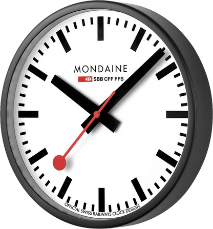 Mondaine Wanduhr 25x25x4,2 cm Aluminium • Schweizer Design • Geräuschloses Quarzwerk