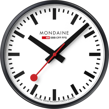 Mondaine Wanduhr 25x25x4,2 cm Aluminium • Schweizer Design • Geräuschloses Quarzwerk