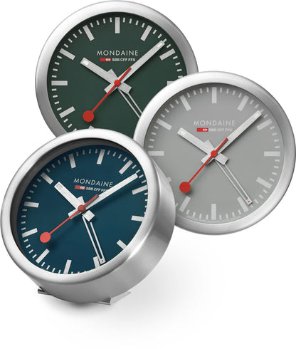 Mondaine Classic Alarm Clock 12.5 cm Aluminium • Iconic Swiss Railway Clock Design • Silent Quartz Movement