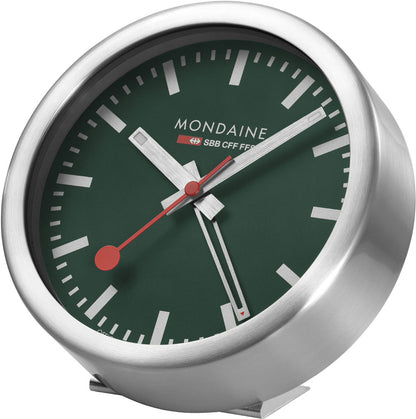 Mondaine Classic Alarm Clock 12.5 cm Aluminium • Iconic Swiss Railway Clock Design • Silent Quartz Movement