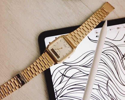 Casio Vintage AQ-230GA-9DMQYES Uhr • Analog-Digital Anzeige • Faltschließe