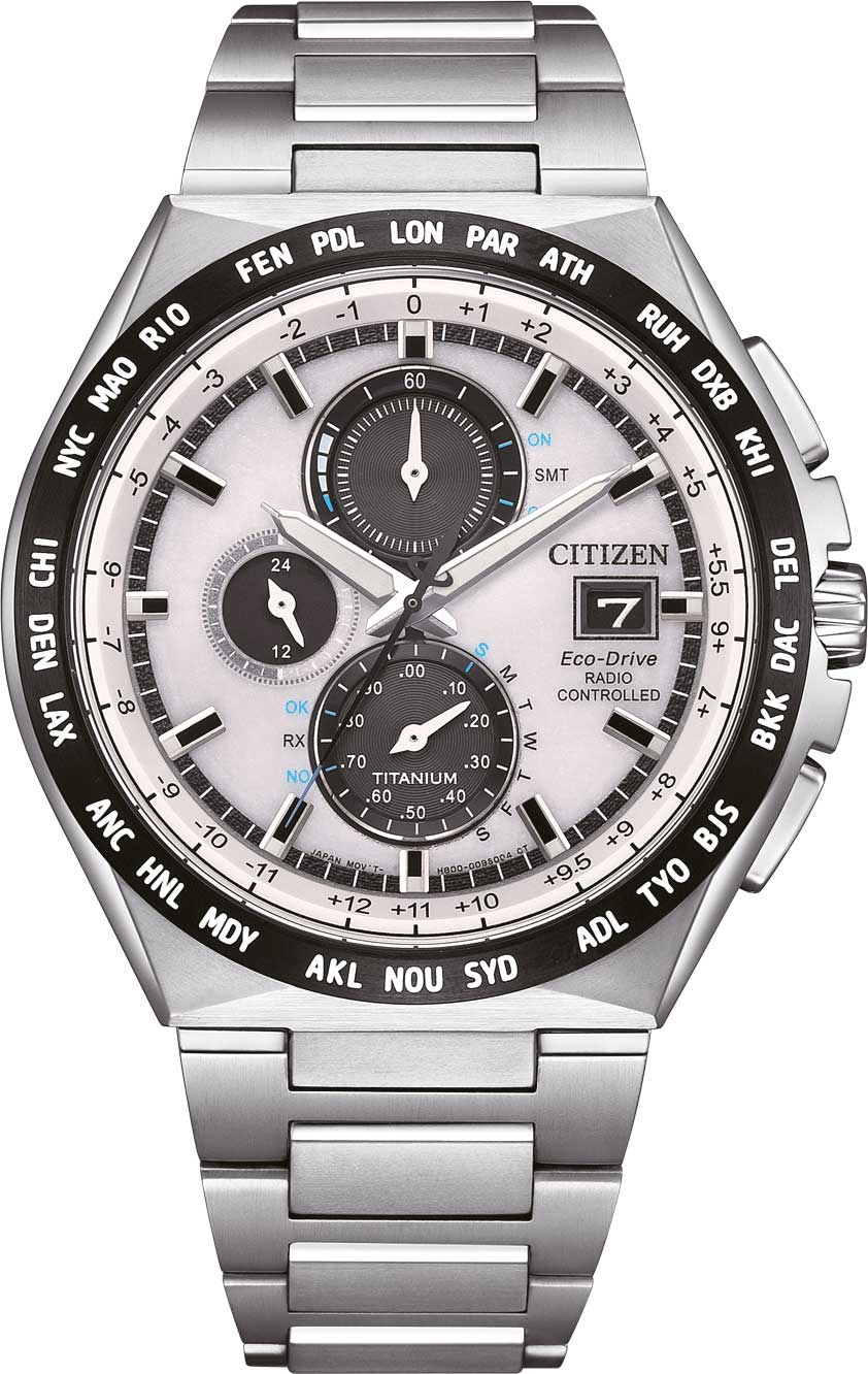 Citizen Super Titanium AT8238-84A Men's Watch • Eco-Drive Solar Powered • Radio-Controlled World Time