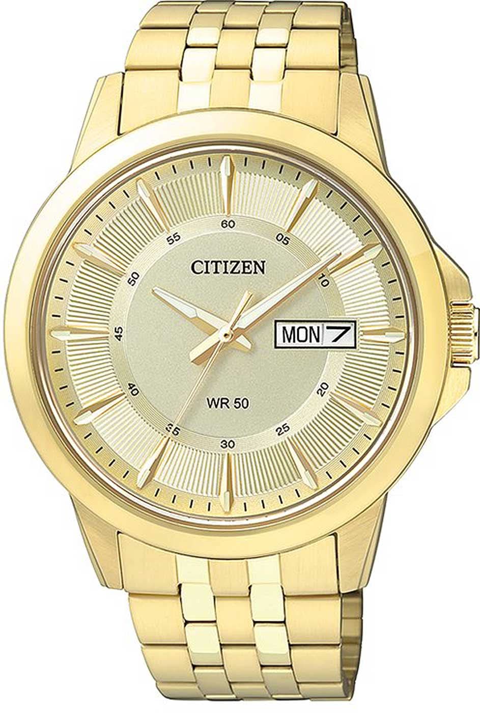 Citizen BF2013-56PC Herrenuhr • Edles Gold-Design • Day-Date Anzeige