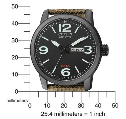 Citizen BM8476-23EC Herrenuhr • Eco-Drive Solarantrieb • Schwarzes Canvas-Armband