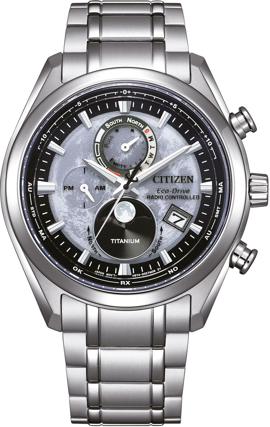 Citizen Tsuki-yomi BY1010-81H Herrenuhr • Eco-Drive Funk-Mondphase • Super Titanium