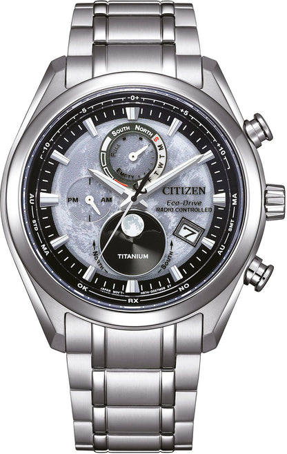 Citizen Tsuki-yomi BY1010-81H Herrenuhr • Eco-Drive Funk-Mondphase • Super Titanium