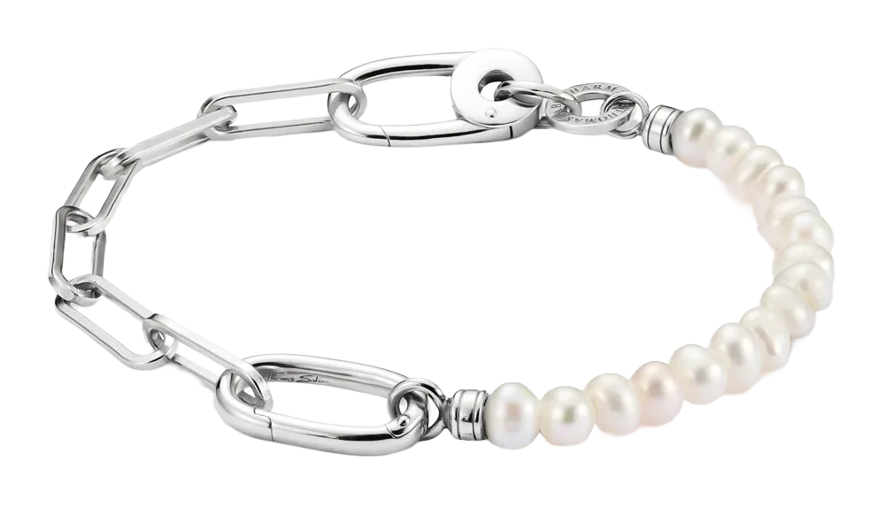Bead Charm Bracelet with Pearls and a Connect Link - Thomas Sabo Model: C1209-082-14-L17
