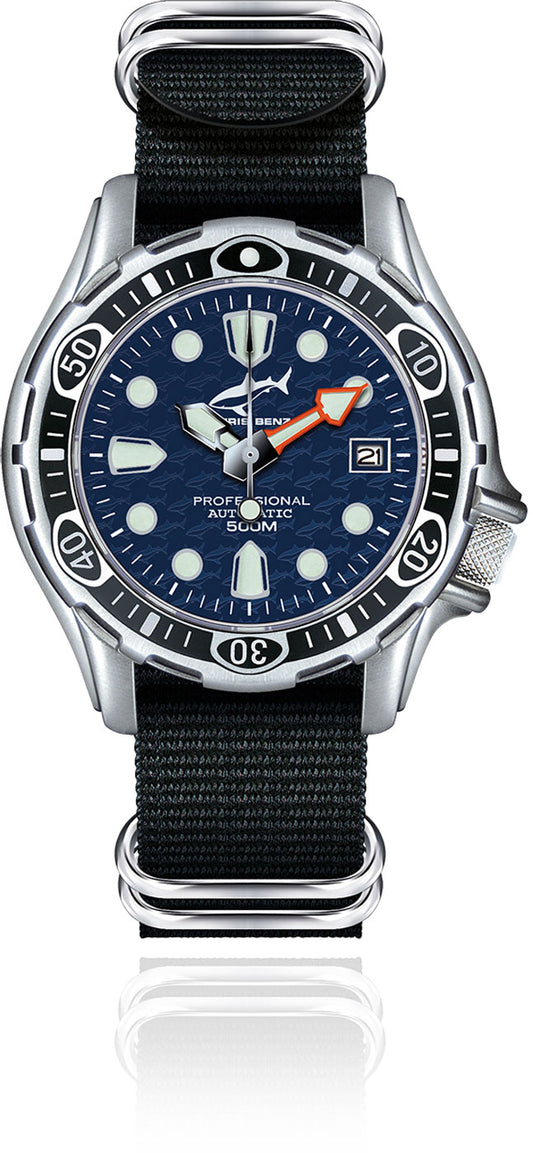 Herrenuhr Taucheruhr Automatikuhr - Serie: Deep 500M Automatic - Chris Benz Modell: CB-500A-B-NBS