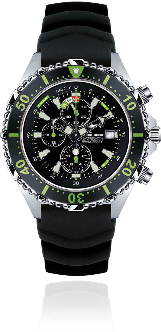 Chris Benz Depthmeter Chronograph 300M CB-C300-G-KBS Herren Uhr • Analog Tiefenmesser • Saphirglas
