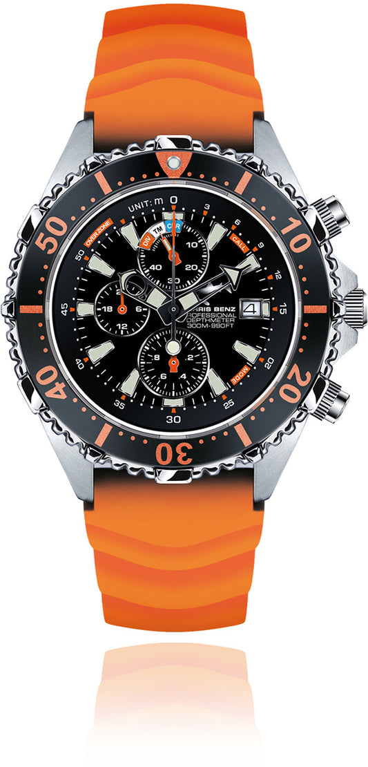 Chris Benz DEPTHMETER Chronograph 300M CB-C300-O-KBO Herren Uhr • 300m Wasserdicht • Saphirglas
