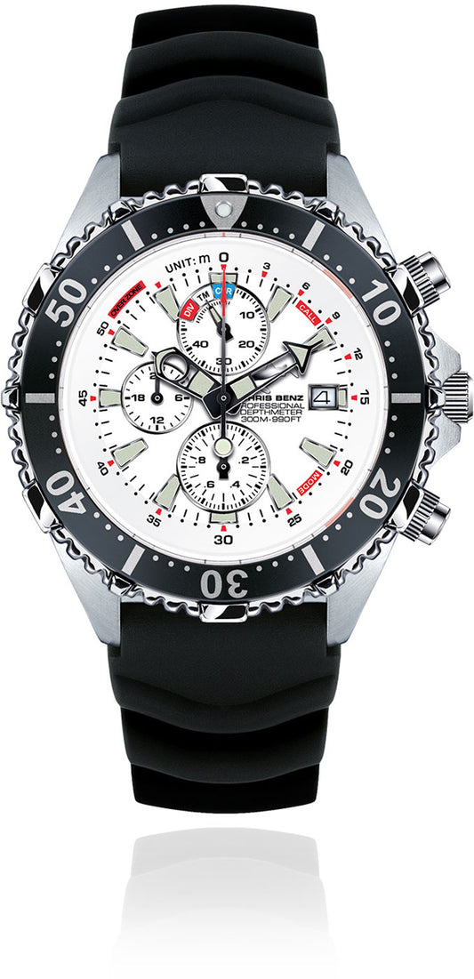 Herrenuhr Taucheruhr - Serie: Depthmeter Chronograph 300M - Chris Benz Modell: CB-C300-W-KBS