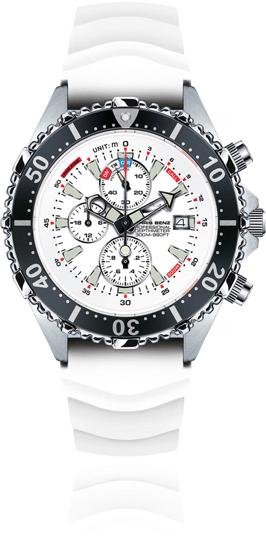 CHRIS BENZ DEPTHMETER CHRONOGRAPH 300M CB-C300 Herren Uhr • Saphirglas • Tiefenmesser