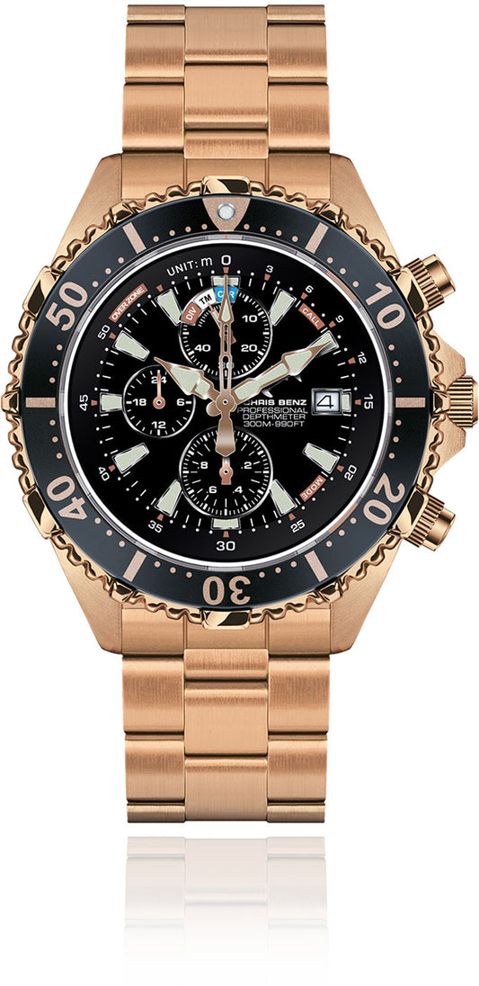 Chris Benz Depthmeter Chronograph 300M CB-C300X-C-MBC Herrenuhr • 300m Wasserdicht • Tiefenmesser