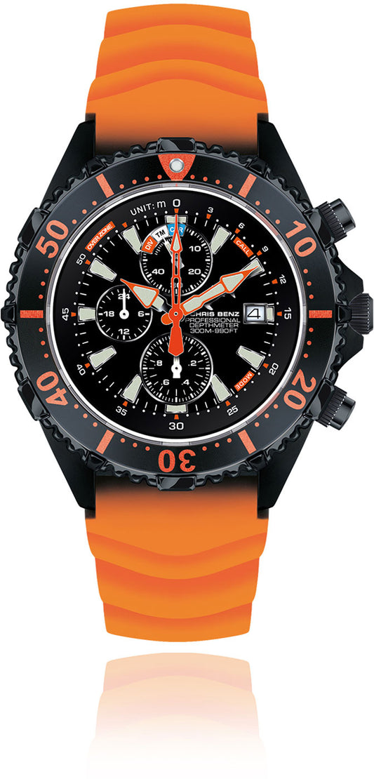 Chris Benz DEPTHMETER CHRONOGRAPH 300M CB-C300X-RS-KBO Men's Watch • Quartz movement • Sapphire crystal