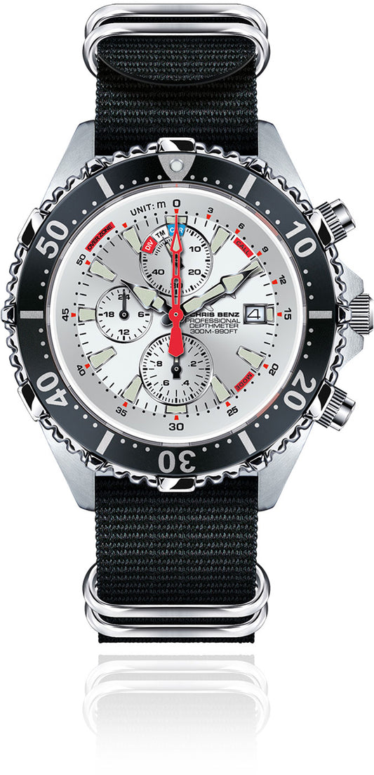 Chris Benz Depthmeter Chronograph 300M CB-C300X-SI-NBS Herrenuhr • Saphirglas • 300m Wasserdicht